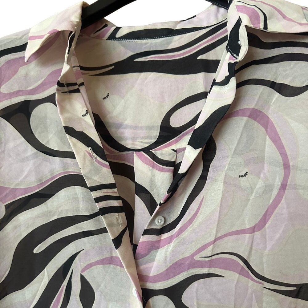 DYNAMITE Sheer Patterned Blouse - Picture 2 of 2